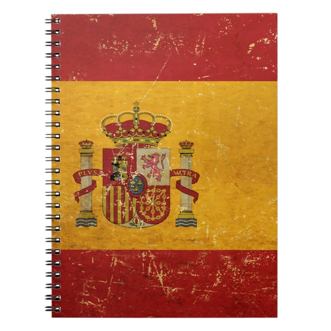 Spanish Flag Vintage Grunge Notebook (Front)