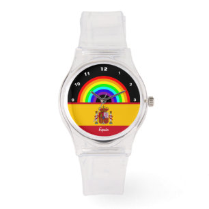 Spanish Flag watch, love España, Spain rainbow Watch