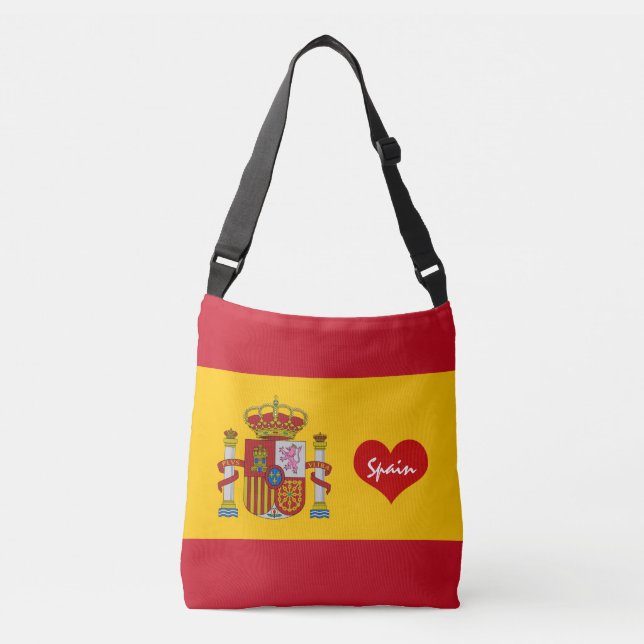 Spanish flag with red heart  / fashion crossbody bag (Front)