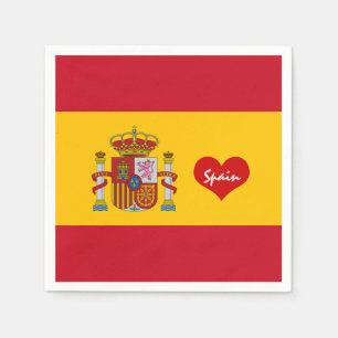 Spanish flag with red heart - fashion/sports fans napkin