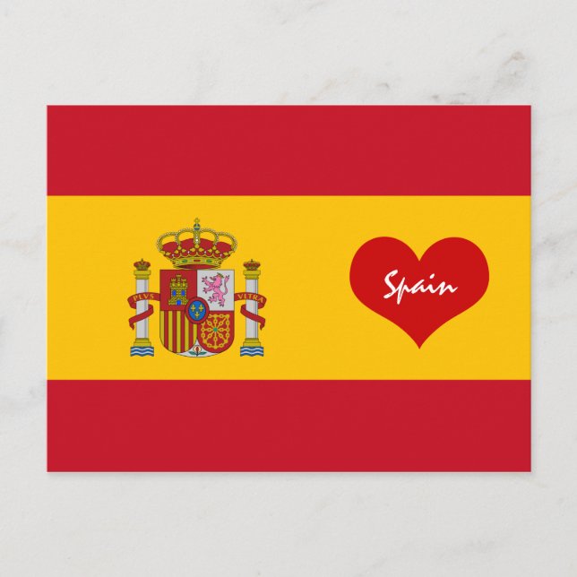 Spanish flag with red heart - Spain/Europe Postcard (Front)