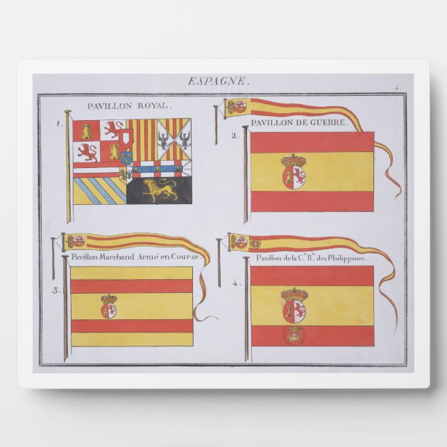 Spanish Flags, from a French book of Flags, c.1819 Plaque (Front)