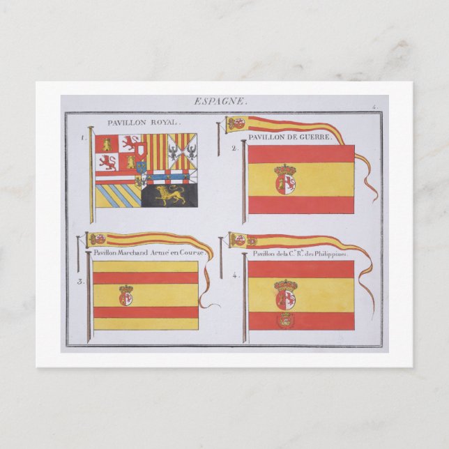 Spanish Flags, from a French book of Flags, c.1819 Postcard (Front)