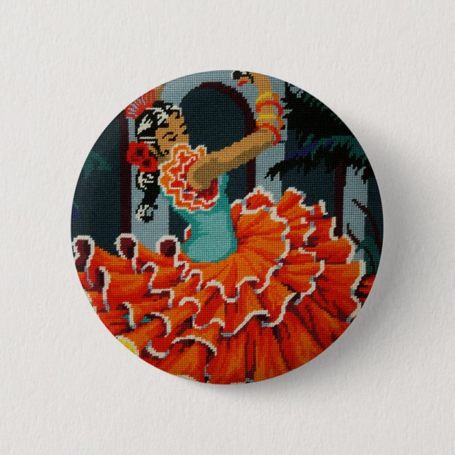 Spanish Flamenco Dancer Sticker 6 Cm Round Badge (Front)
