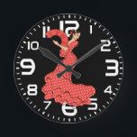 Spanish Flamenco Dancer with Fan Round Clock<br><div class="desc">Stylish Spanish Flamenco Dancer with Fan.</div>