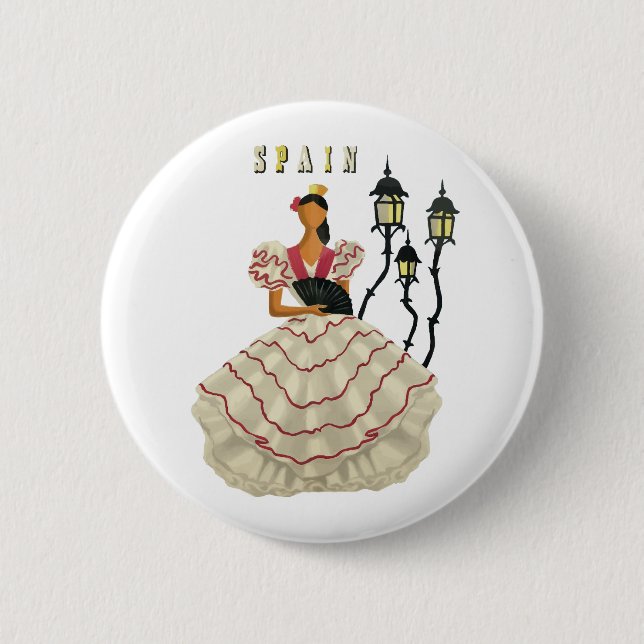 Spanish Flamenco Dancer woman Spain Travel Art   6 Cm Round Badge (Front)