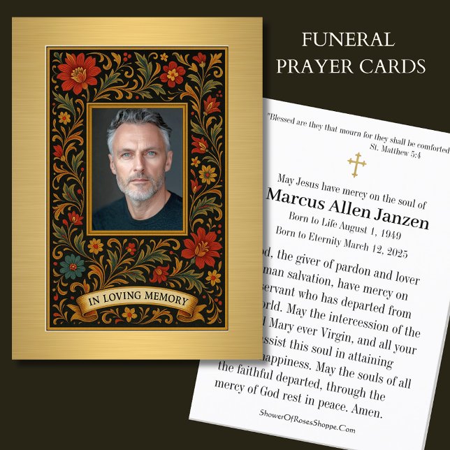 Spanish Floral Catholic Funeral Prayer Card  (Creator Uploaded)