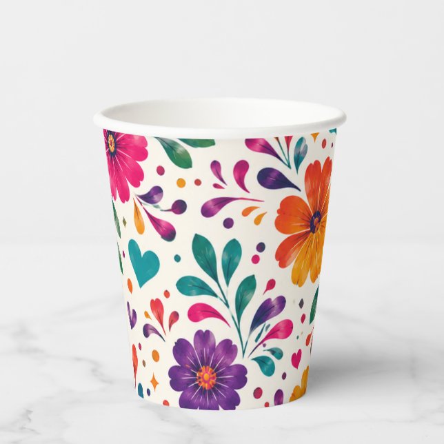 Spanish Floral Fiesta Paper Cups (Front)