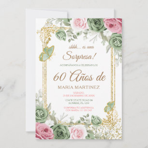 Spanish Floral Fiesta Sorpresa 60 Años Birthday Invitation