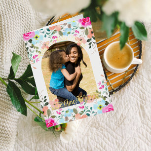 Spanish Floral Mother's Day I Love You Mum Photo Foil Greeting Card