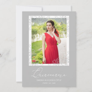 Spanish Flourish Grey Ornament Photo Quinceañera 