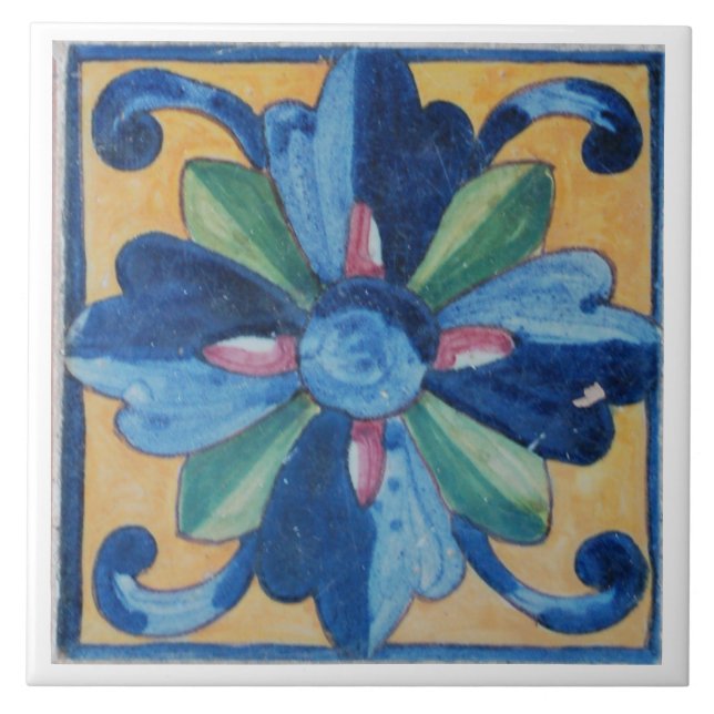Spanish Flower Design Tile (Front)
