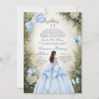 Spanish Forest Greenery Dusty Blue Floral 15 Años