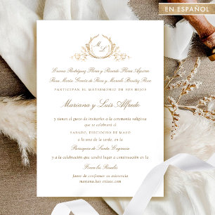 Spanish, Formal wedding invitation with Monogram