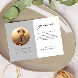 Spanish Funeral Gracias Oval Photo Thank You Card