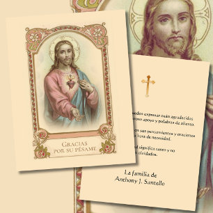 Spanish  Funeral Sympathy Holy Card Thank You