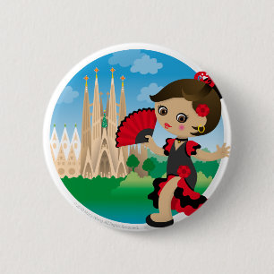 Spanish girl 6 cm round badge