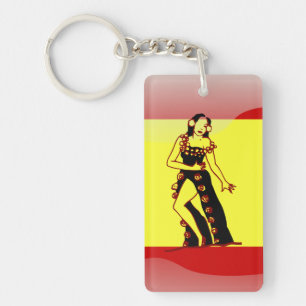Spanish glossy flag key ring