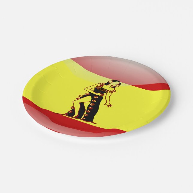 Spanish glossy flag paper plate (Angled)