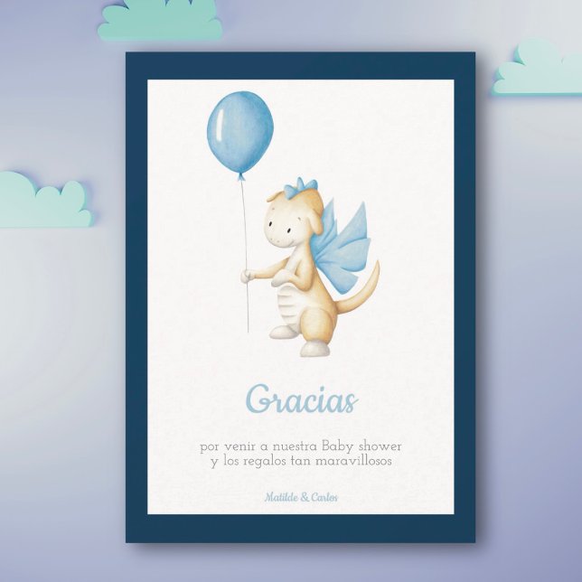 Spanish Gracias Dragon Baby Shower Thank You Card (Creator Uploaded)