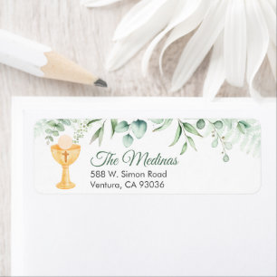 Spanish Greenery First Communion Return Address