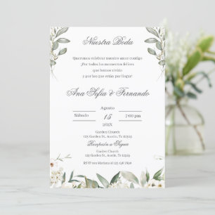 Spanish Greenery Floral Wedding Invitation