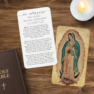 Spanish Guadalupe In Loving Memory Prayer Card