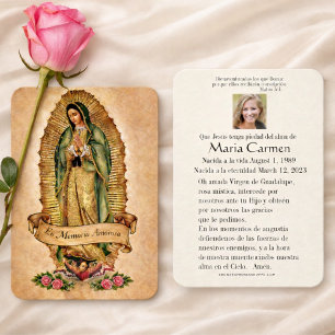 Spanish Guadalupe Mary Funeral Prayer Holy Card