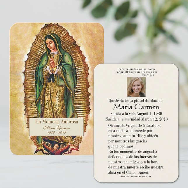 Spanish Guadalupe Mary Funeral Prayer  Holy Card (Creator Uploaded)