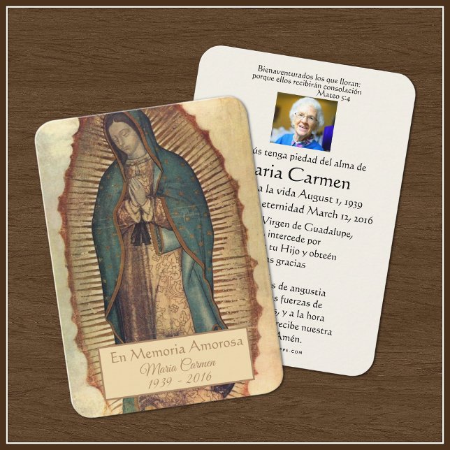 Spanish Guadalupe Mary Funeral Prayer  Holy Card (Creator Uploaded)