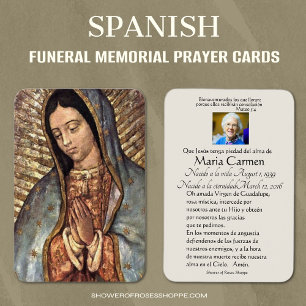 Spanish Guadalupe Mary Funeral Prayer  Holy Card