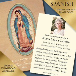 Spanish Guadalupe Photo Funeral Prayer  Holy Card