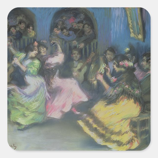 Spanish Gypsy Dancers, 1898 Square Sticker (Front)