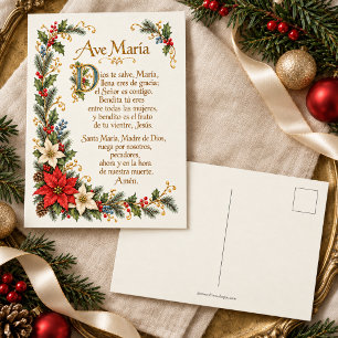 Spanish Hail Mary Ave Maria Christmas Prayer Holiday Postcard