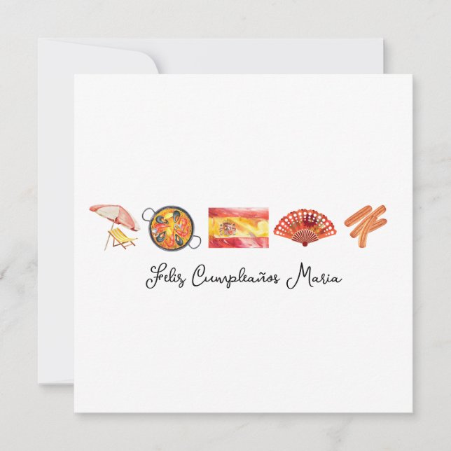  Spanish Happy Birthday, Feliz Cumpleaños Spain  Card (Front)