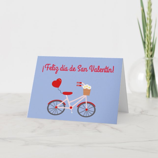 Spanish "Happy Valentine's Day" Card with Bicycle (Front)