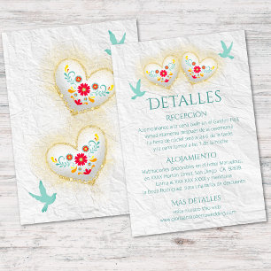 Spanish Hearts Flowers Doves Mexican Wedding Invitation