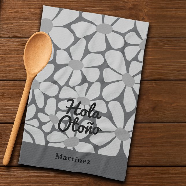 Spanish Hello Autumn Fall Vibes Personalise Tea Towel (Creator Uploaded)