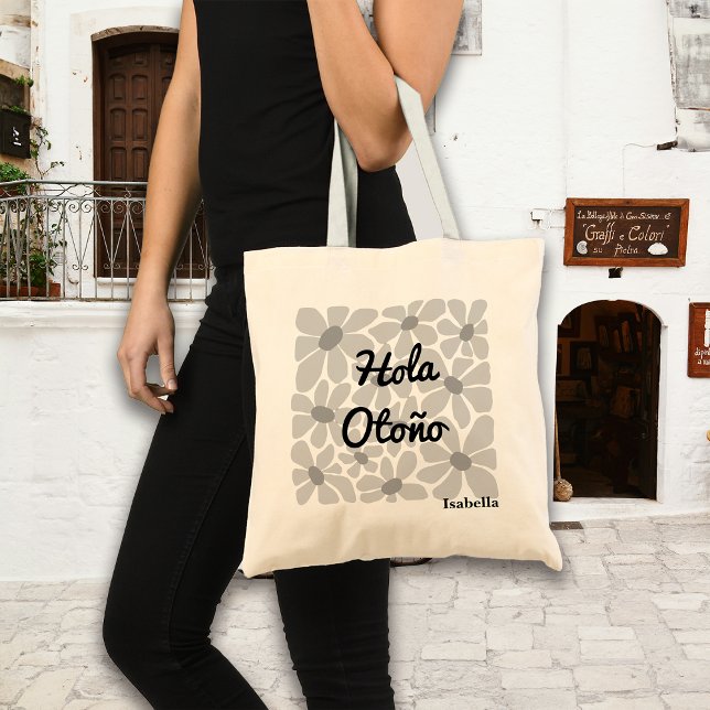Spanish Hello Autumn Fall Vibes Personalise Tote Bag (Creator Uploaded)
