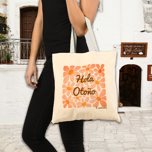 Spanish Hello Autumn Fall Vibes Personalise Tote Bag (Creator Uploaded)