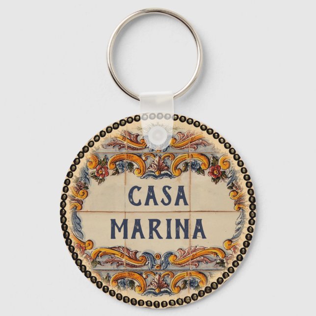 Spanish House Sign (text customisable) Keychain (Front)