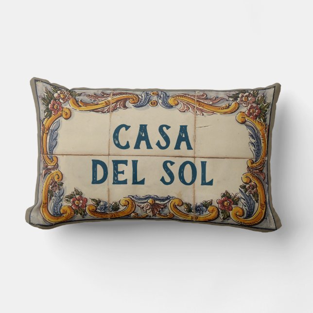 Spanish House Sign (text customisable) Lumbar Cushion (Front)