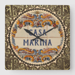 Spanish House Sign (text customizable) Clock