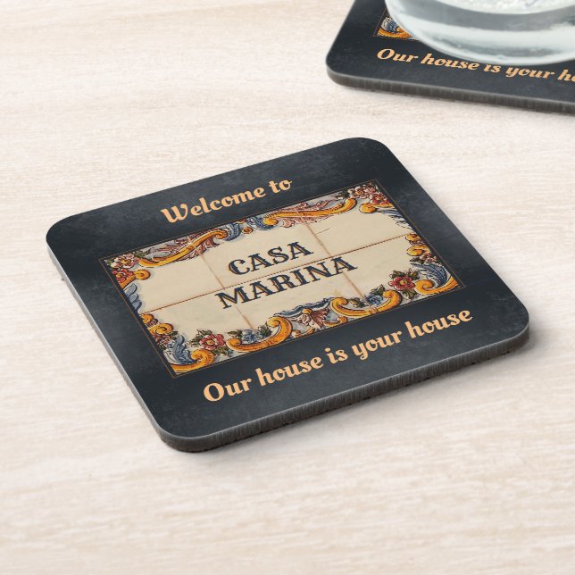 Spanish House Sign Welcome (customisable)  Coaster (Left Side)