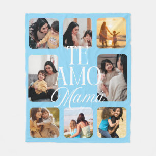 Spanish I Love You Mum Light Blue 8 Photo Gift Fleece Blanket