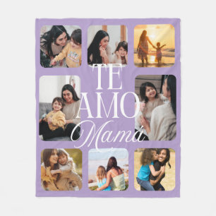 Spanish I Love You Mum Purple Lilac 8 Photo Gift Fleece Blanket