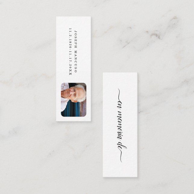Spanish In Loving Memory Funeral Gift Bookmark Mini Business Card (Front/Back)