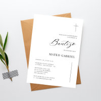 Spanish Inline Invitaciones De Bautizo Black White