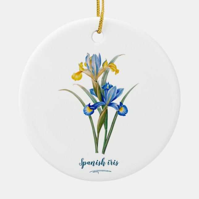 Spanish iris by Pierre-Joseph Redouté Ceramic Tree Decoration (Front)
