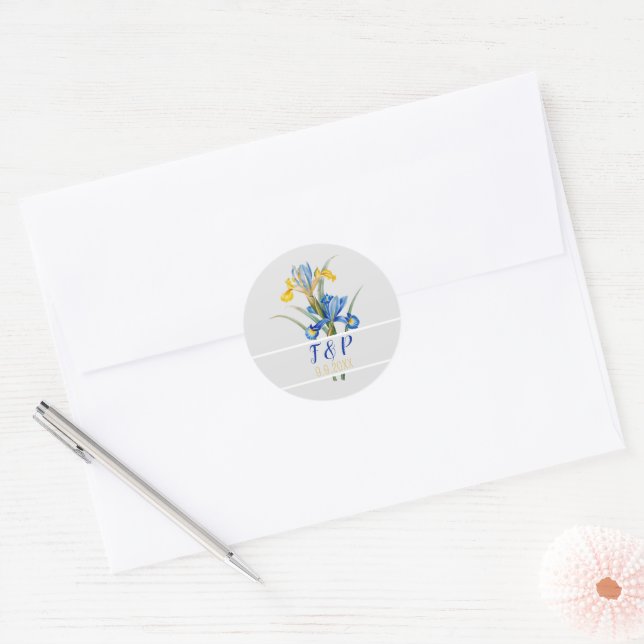 Spanish iris by Pierre-Joseph Redouté Classic Round Sticker (Envelope)